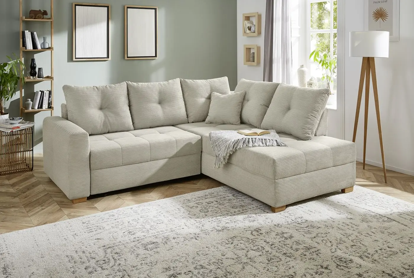 Wohnlandschaft Heidelberg Cord hellgreige