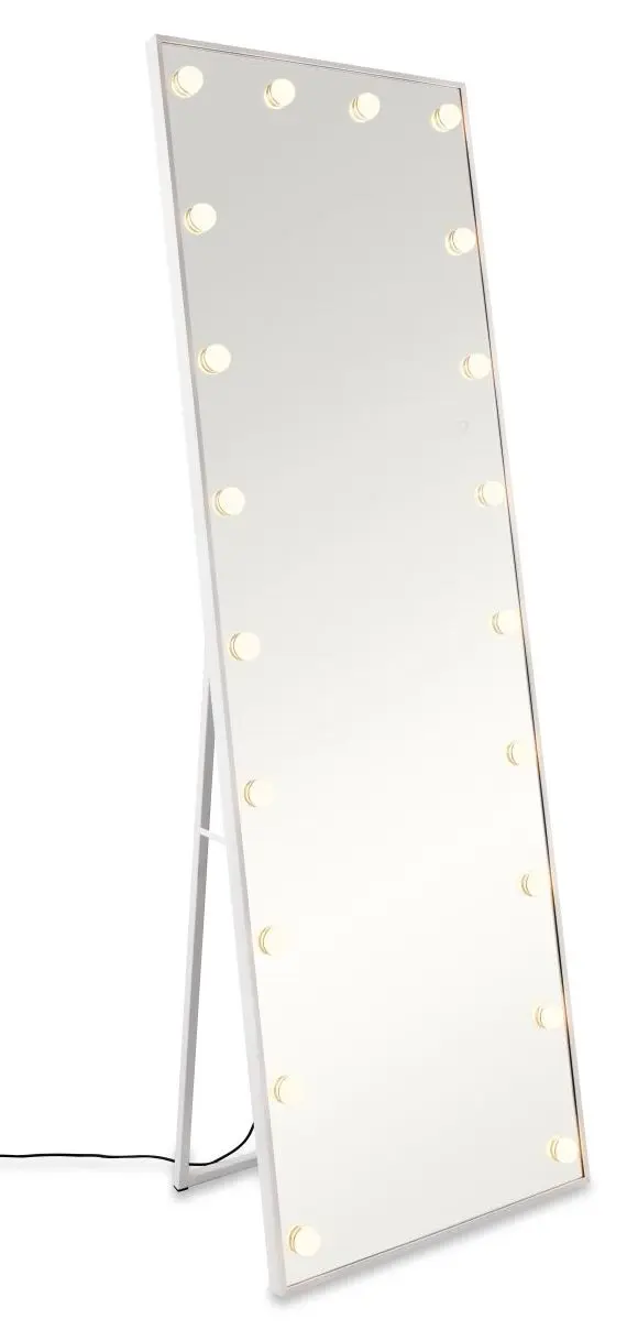 Stand-/Wandspiegel Lorina weiß LED-Beleuchtung