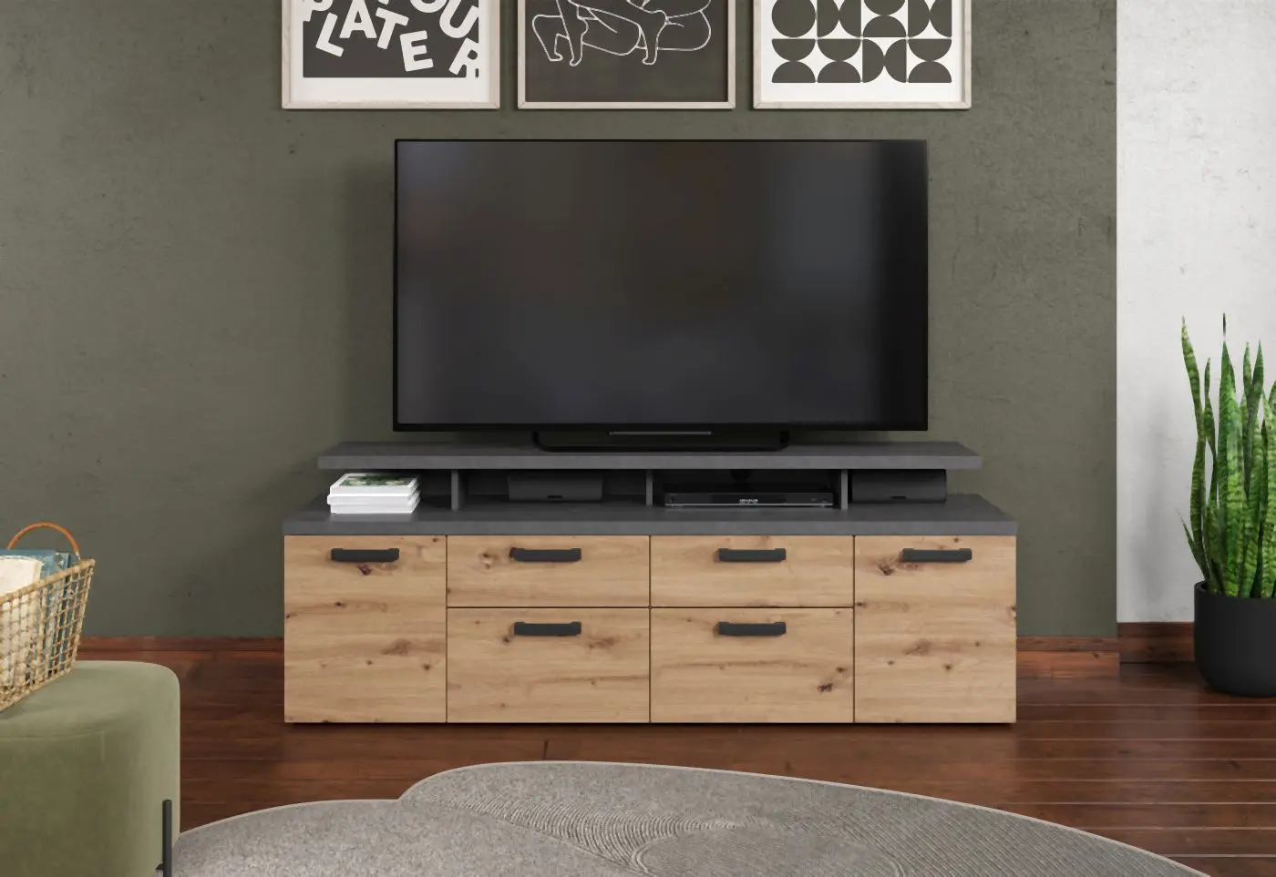TV-Lowboard Follow Artisan Eiche / Matera TV-Lowboard Follow Artisan Eiche Melamin