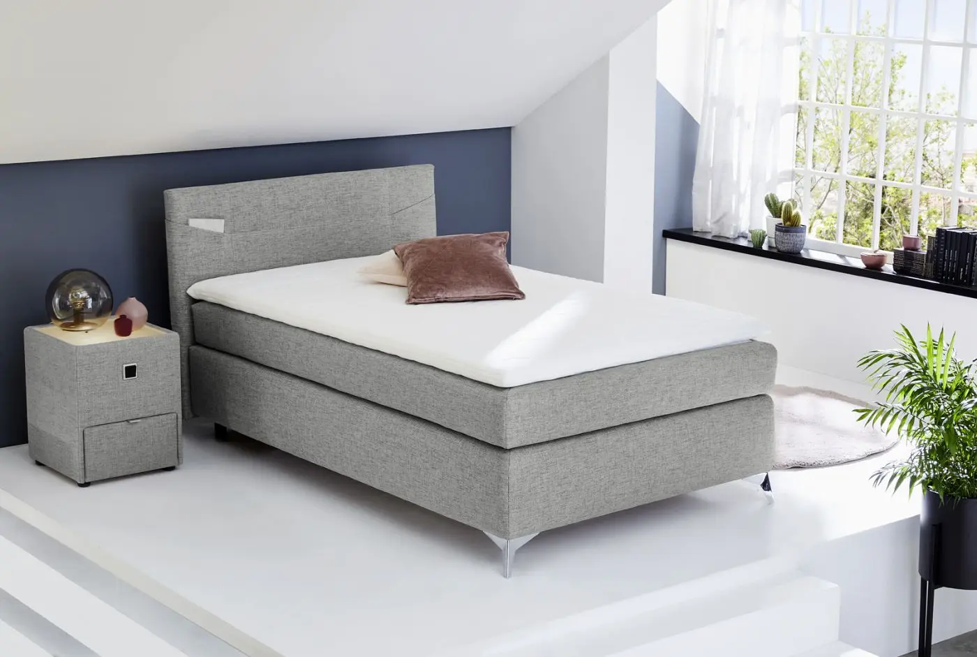 Boxspringbett Nora 120 x 200 cm grau Boxspringbett Nora 120 x 200 cm grau