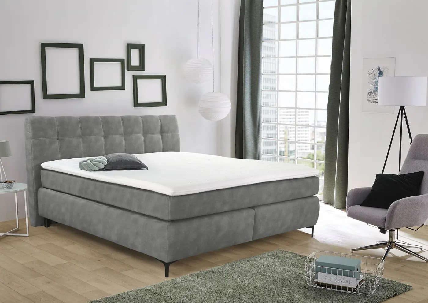 Boxspringbett Gitta dunkelgrau 180 x 200 cm