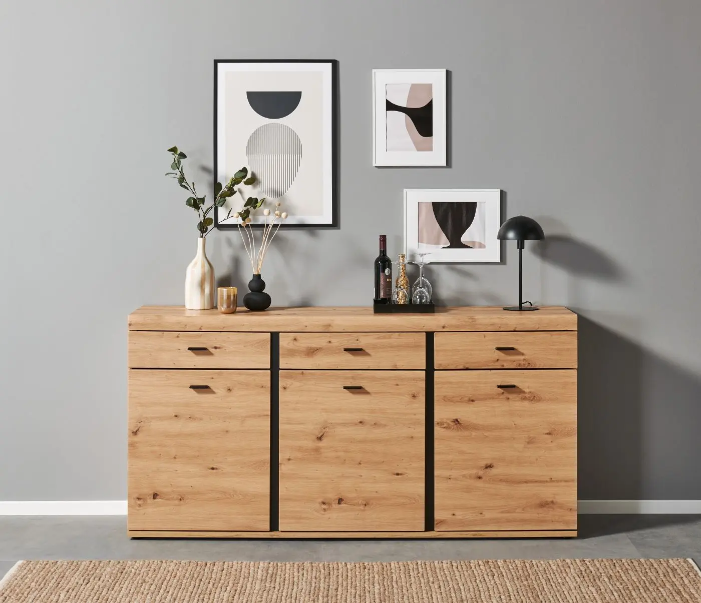 Sideboard Kreta Artisan Eiche/schwarz 
