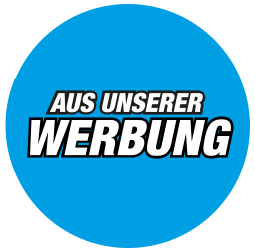 Blauer Kreis mit weißer Schrift