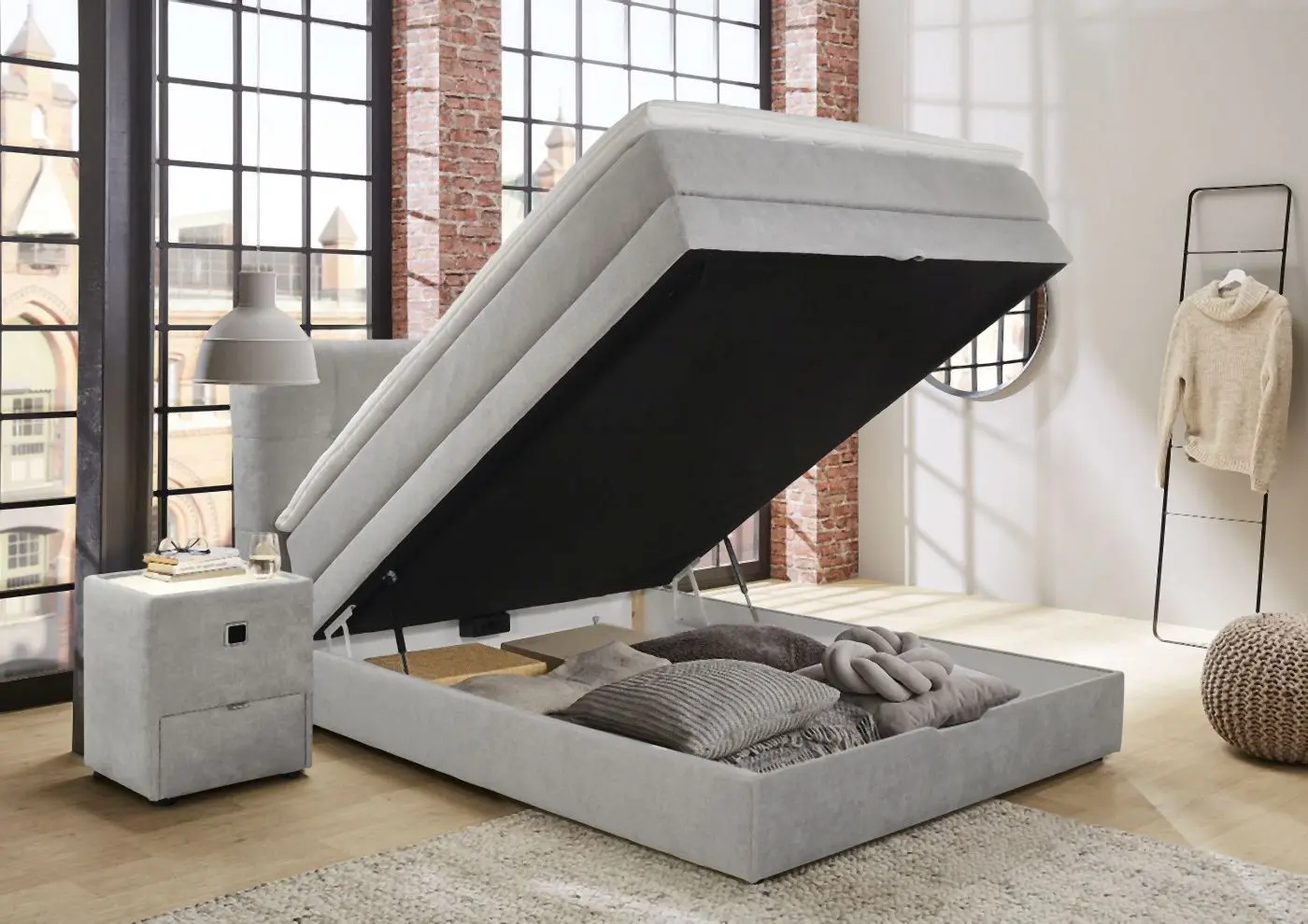 Boxspringbett Amy 140 x 200 cm grau