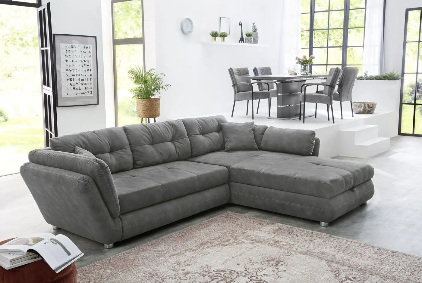 Wohnlandschaft Jengen Microfaser grau