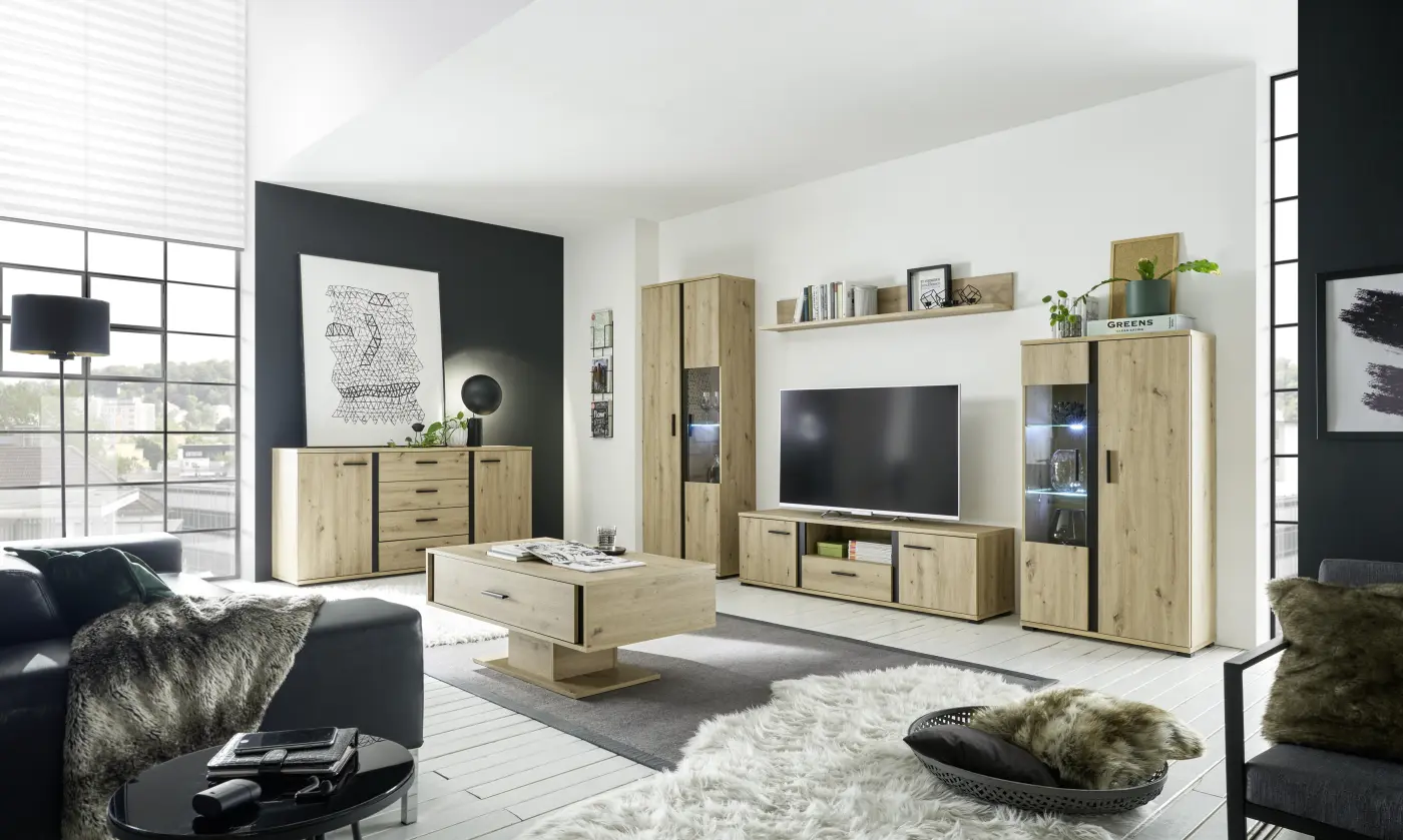 Sideboard Kanada Artisan Eiche NB/schwarz