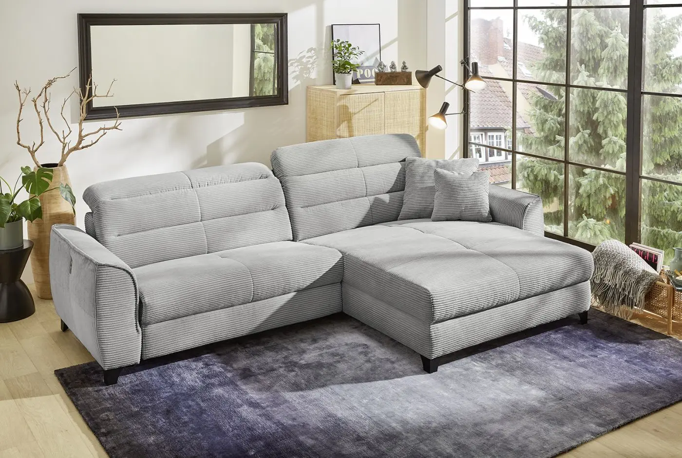 Wohnlandschaft Double-One Cord hellgrau