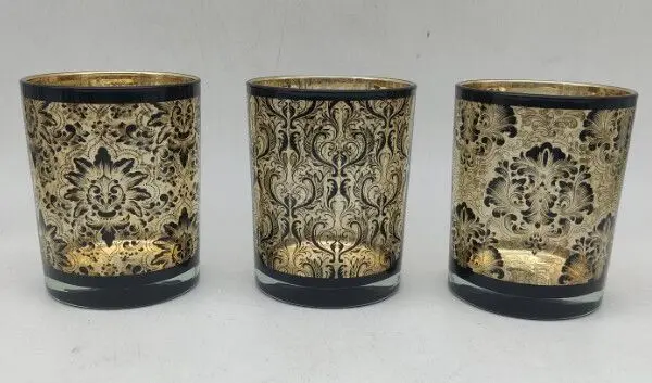 Teelichthalter schwarz/gold