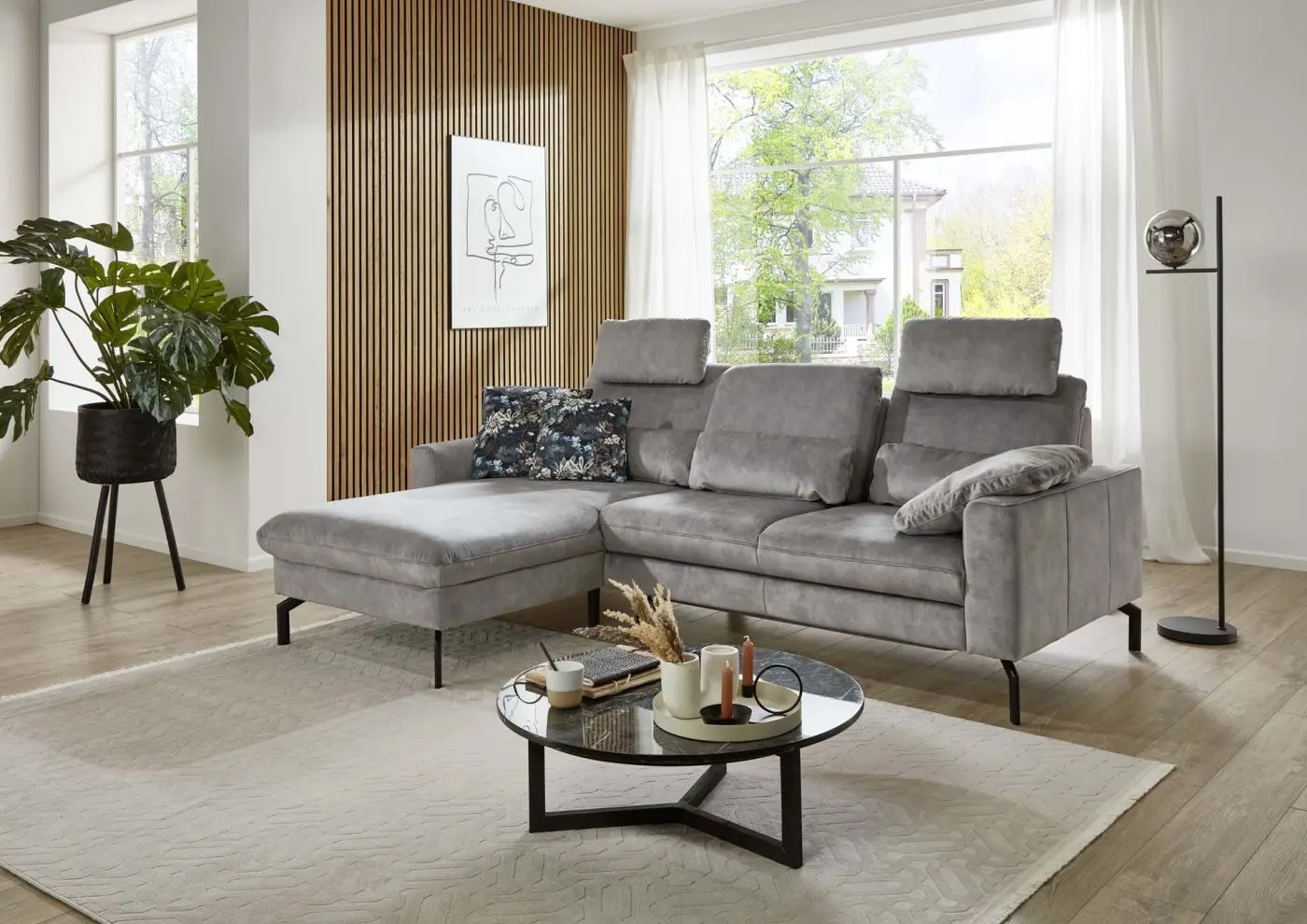 Wohnlandschaft mit Zusatzfunktionen LS701521 in silver