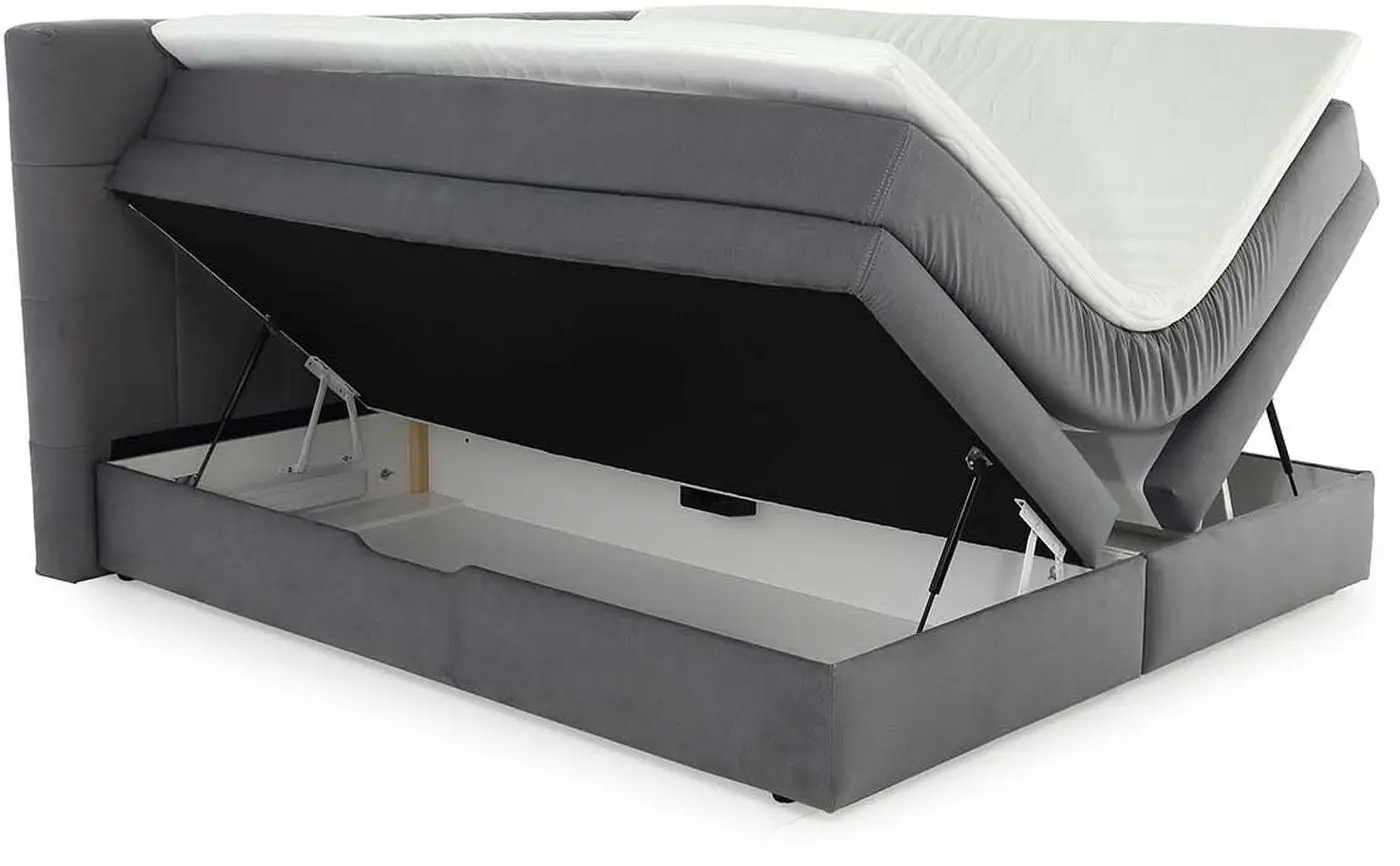 Boxspringbett Amy 180 x 200 cm samtähnlich grau