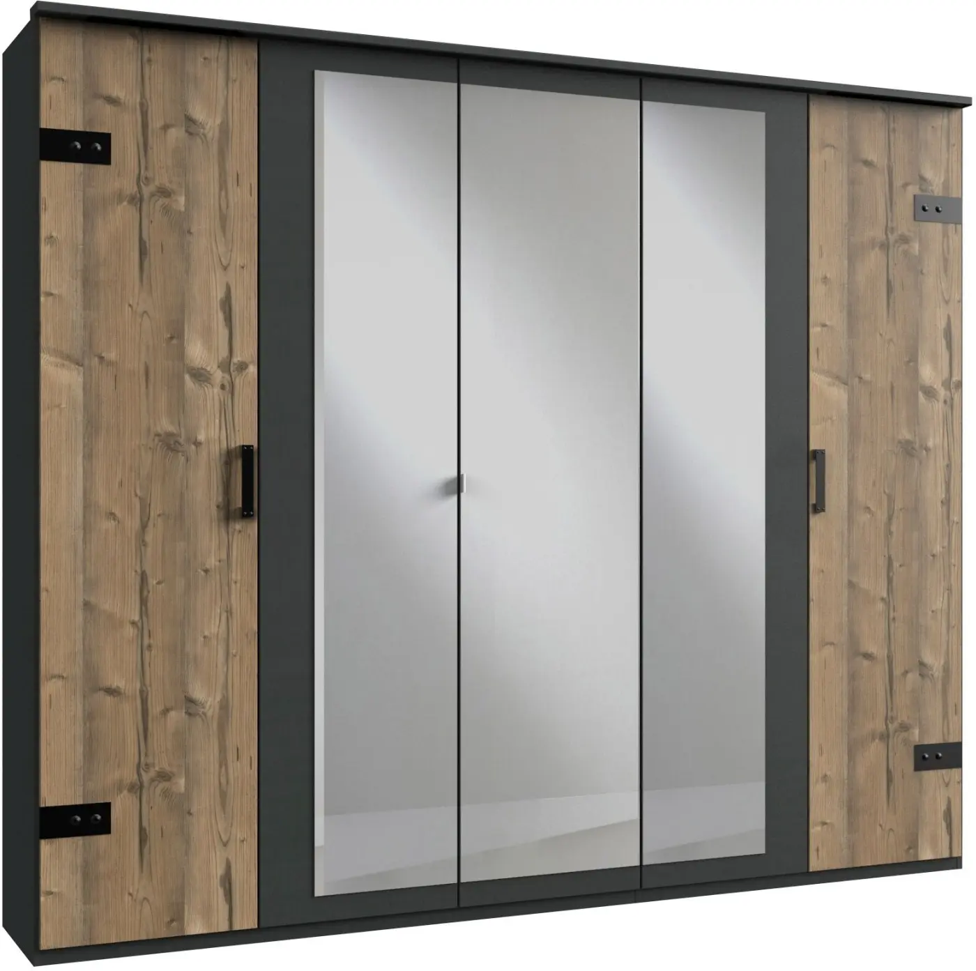 Drehtürenschrank Stockholm 5-türig Silber Fir/graphit