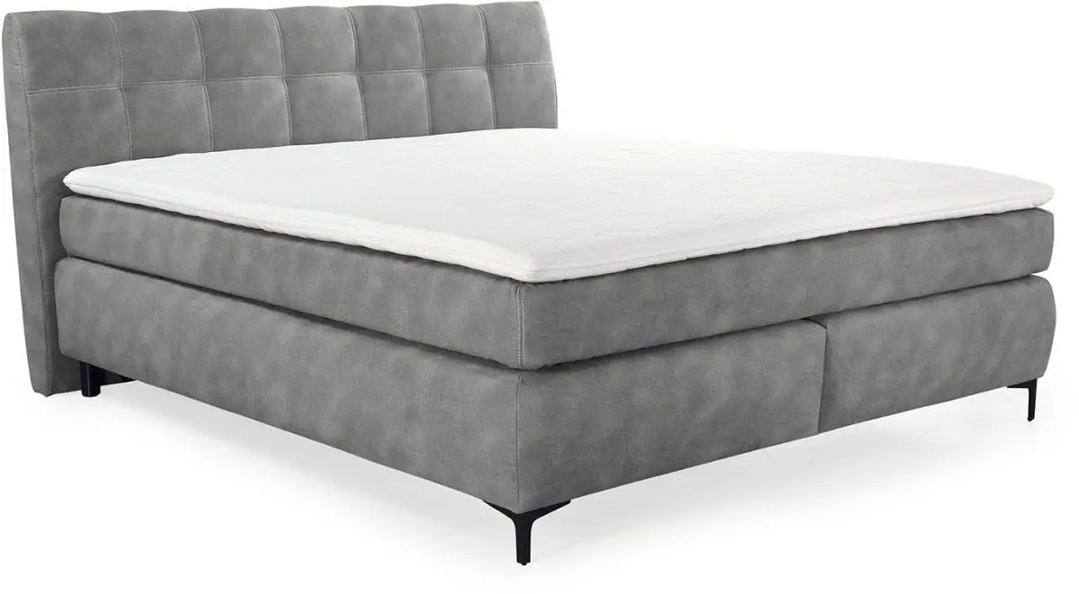 Boxspringbett Gitta 180 x 200 cm hellgrau