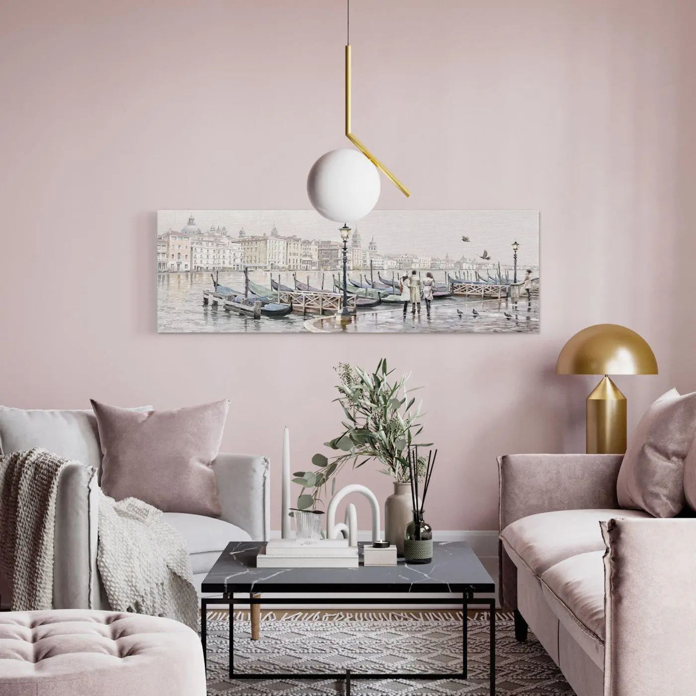 Leinwandbild Venedig Gondeln 45 x 140 cm