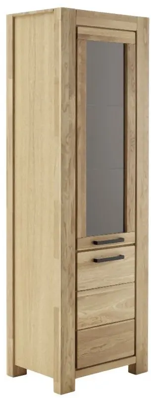 Vitrine links Silias Wildeiche massiv