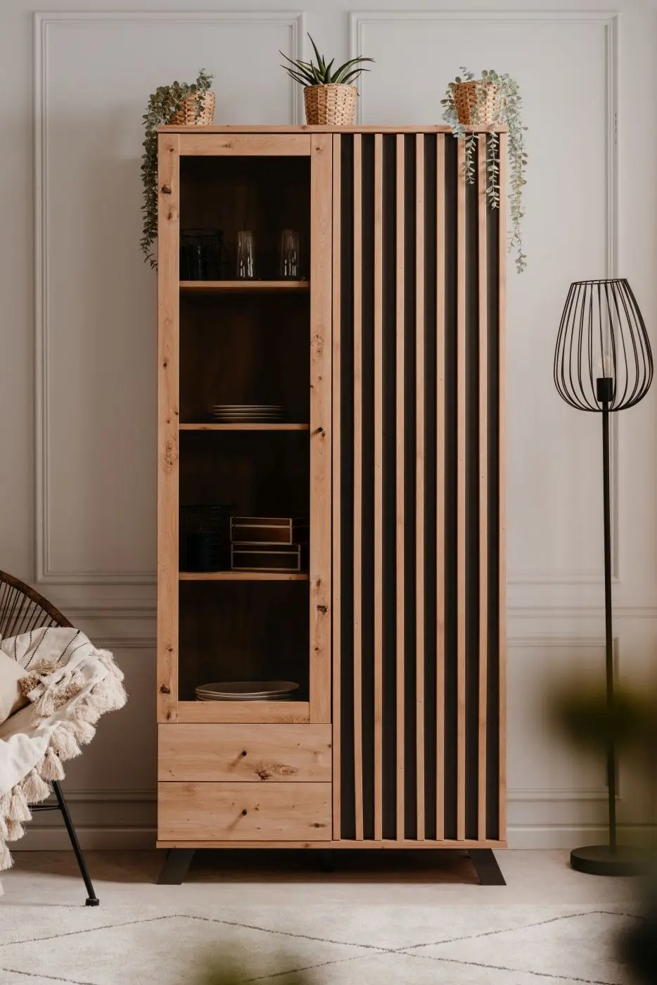Vitrine Medan Artisan Eiche/anthrazit