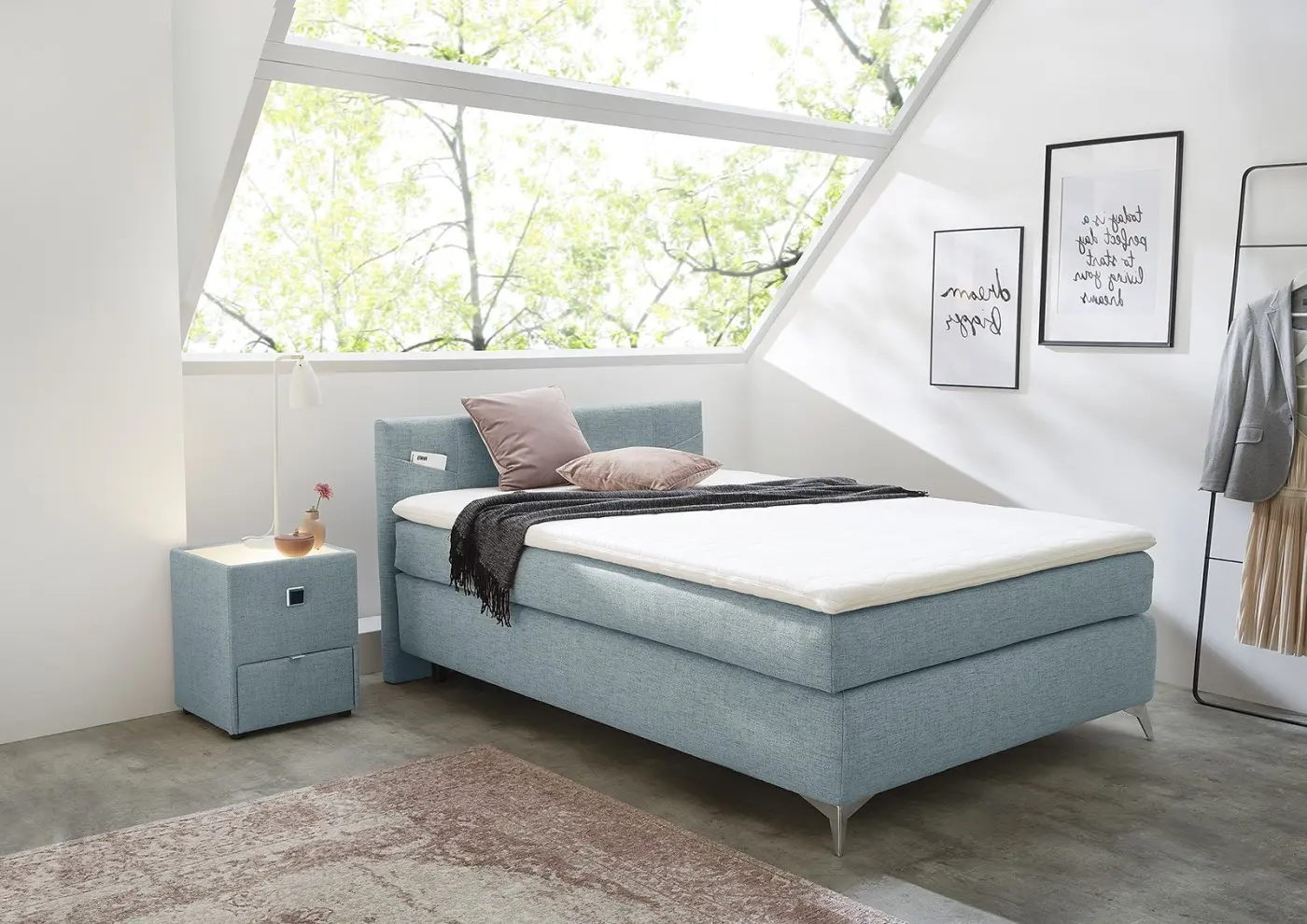Boxspringbett Nora 140 x 200 cm türkis