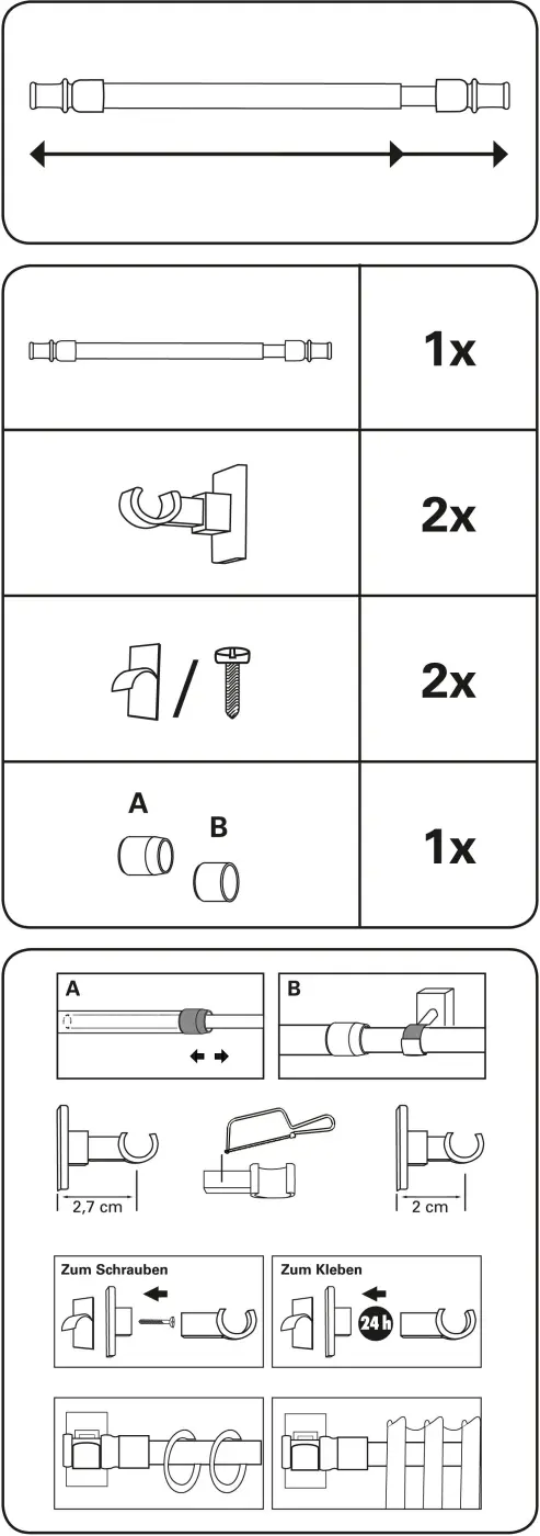 Cafestange 50 - 85 cm