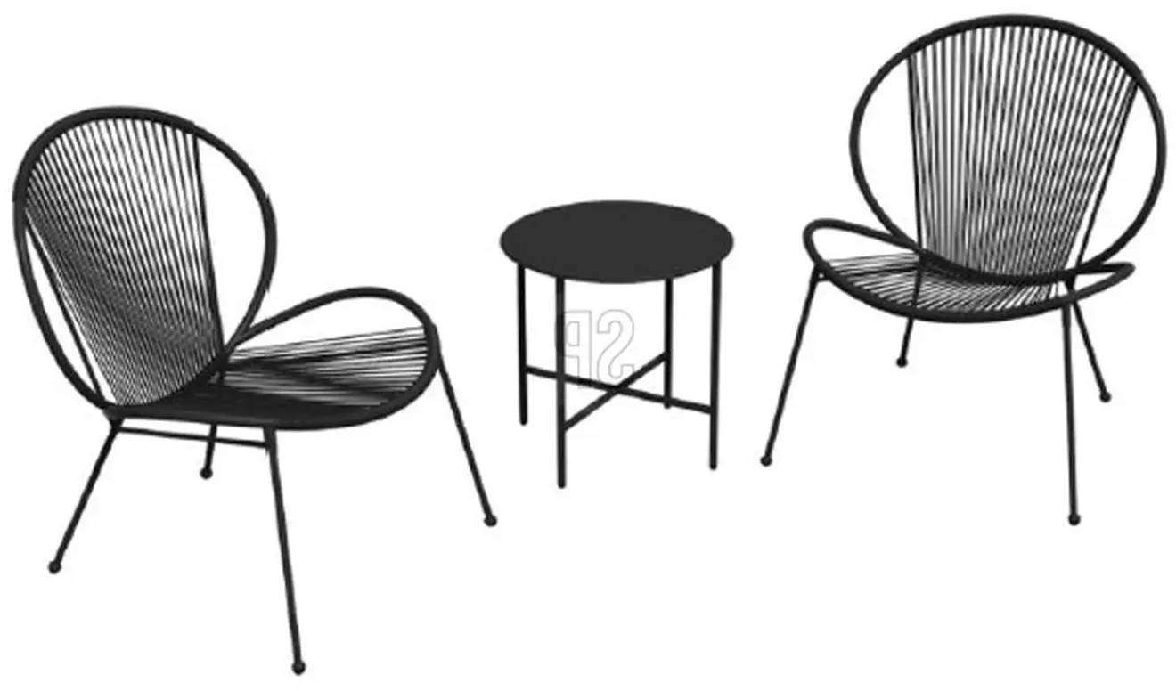 Gartenmöbel-Set schwarz 3tlg.