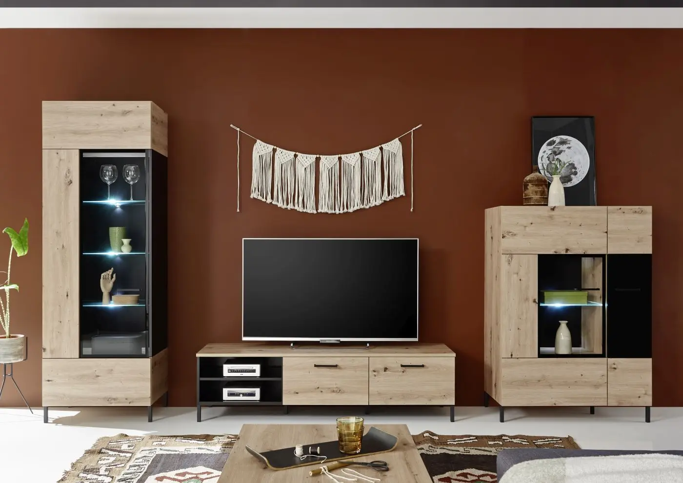 Vitrine Lucas schmal 65 x 193 x 42 cm
