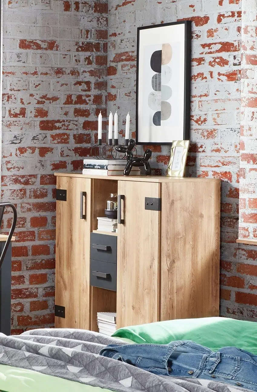Highboard Liverpool Plankeneiche/graphit