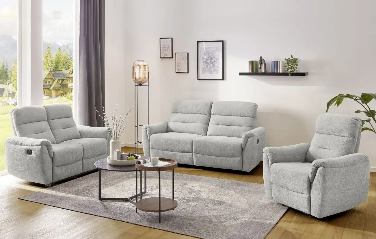 3-Sitzer Utah halbautomatische Relaxfunktion grau