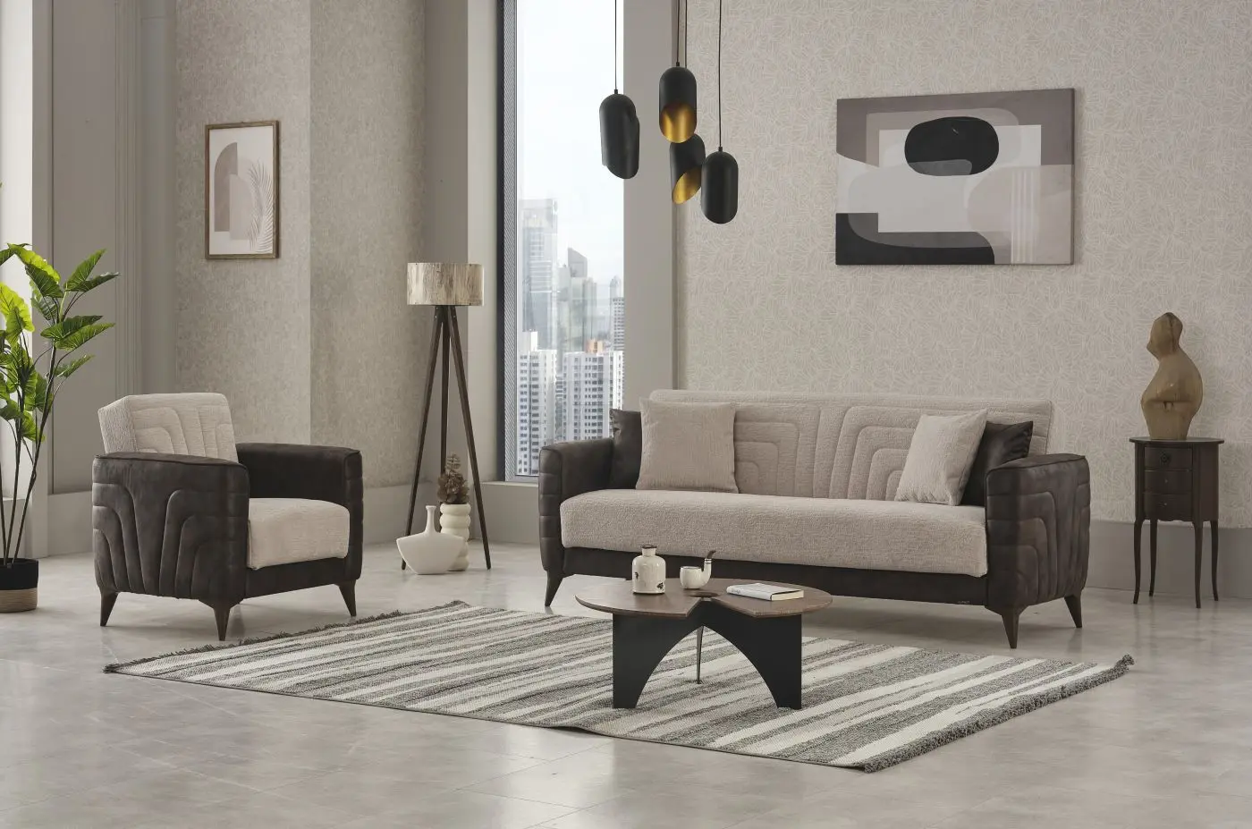 3-Sitzer Alaska braun / beige