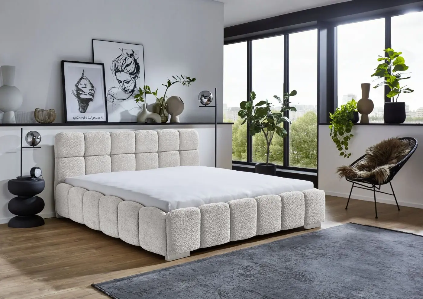 Polsterbett Bubble Bed 180 x 200 cm hellbeige