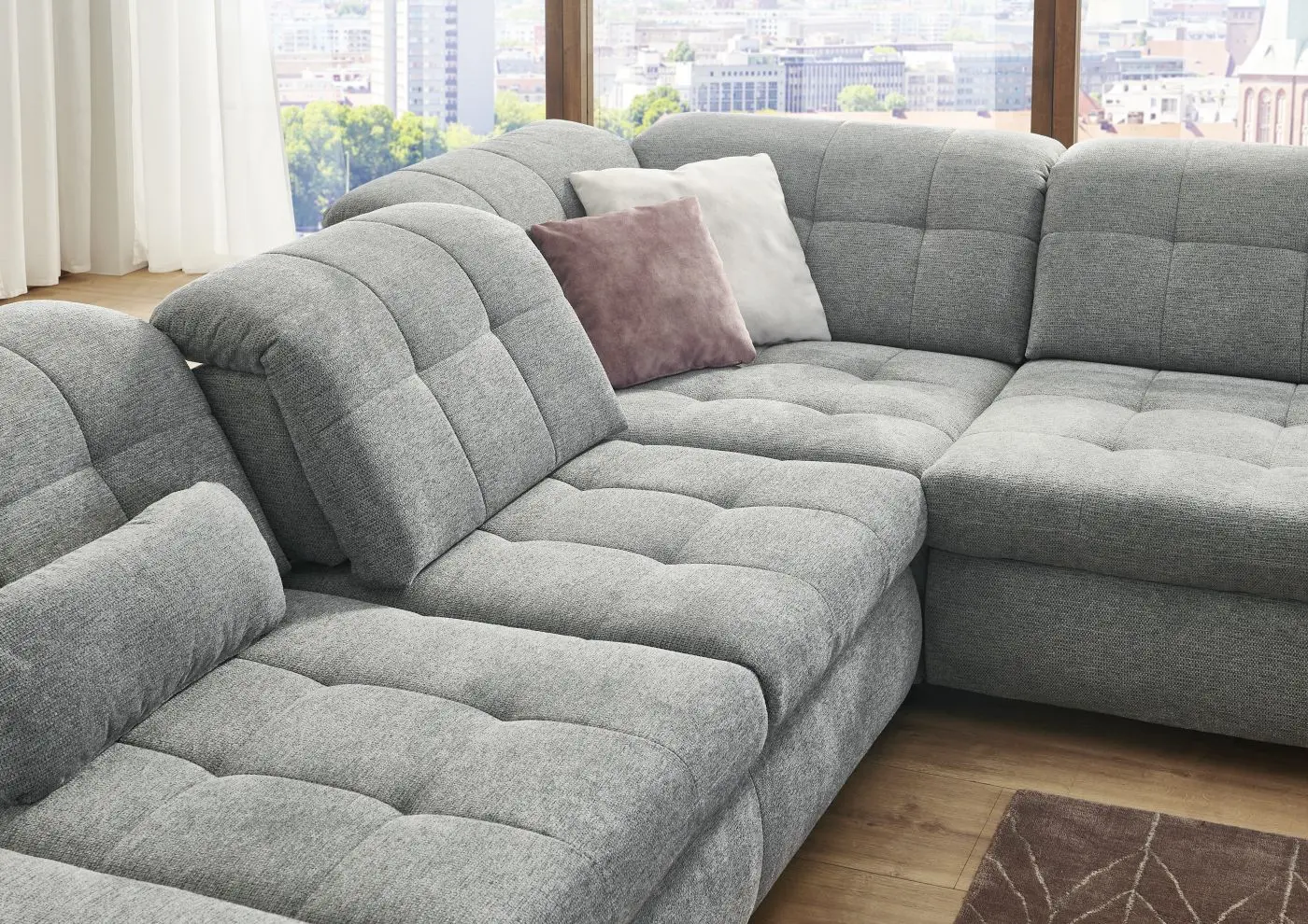Wohnlandschaft couchliebe. LS760719 grau mit Zusatzfunktionen