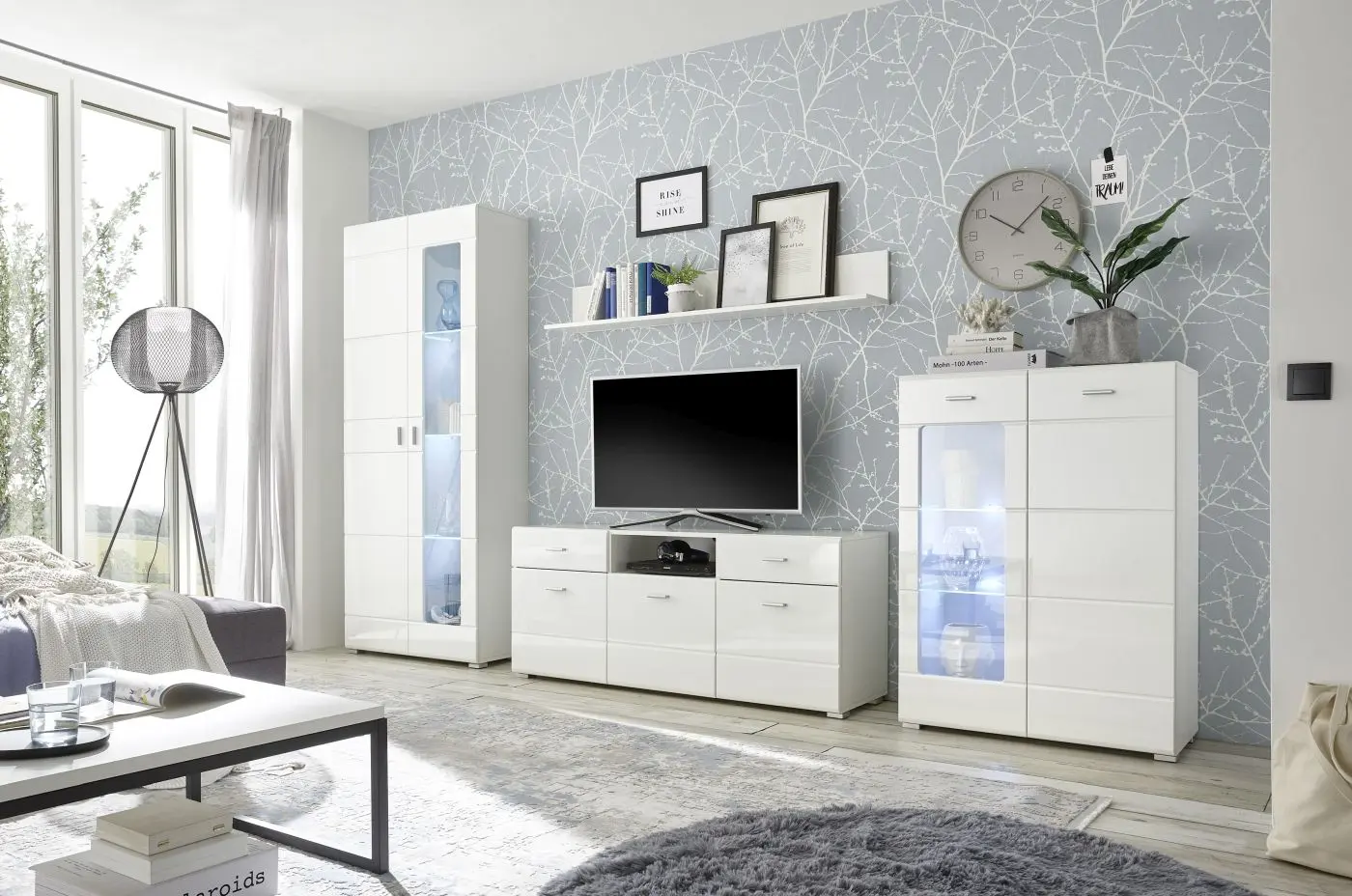 Lowboard und Wandboard Enrique weiß