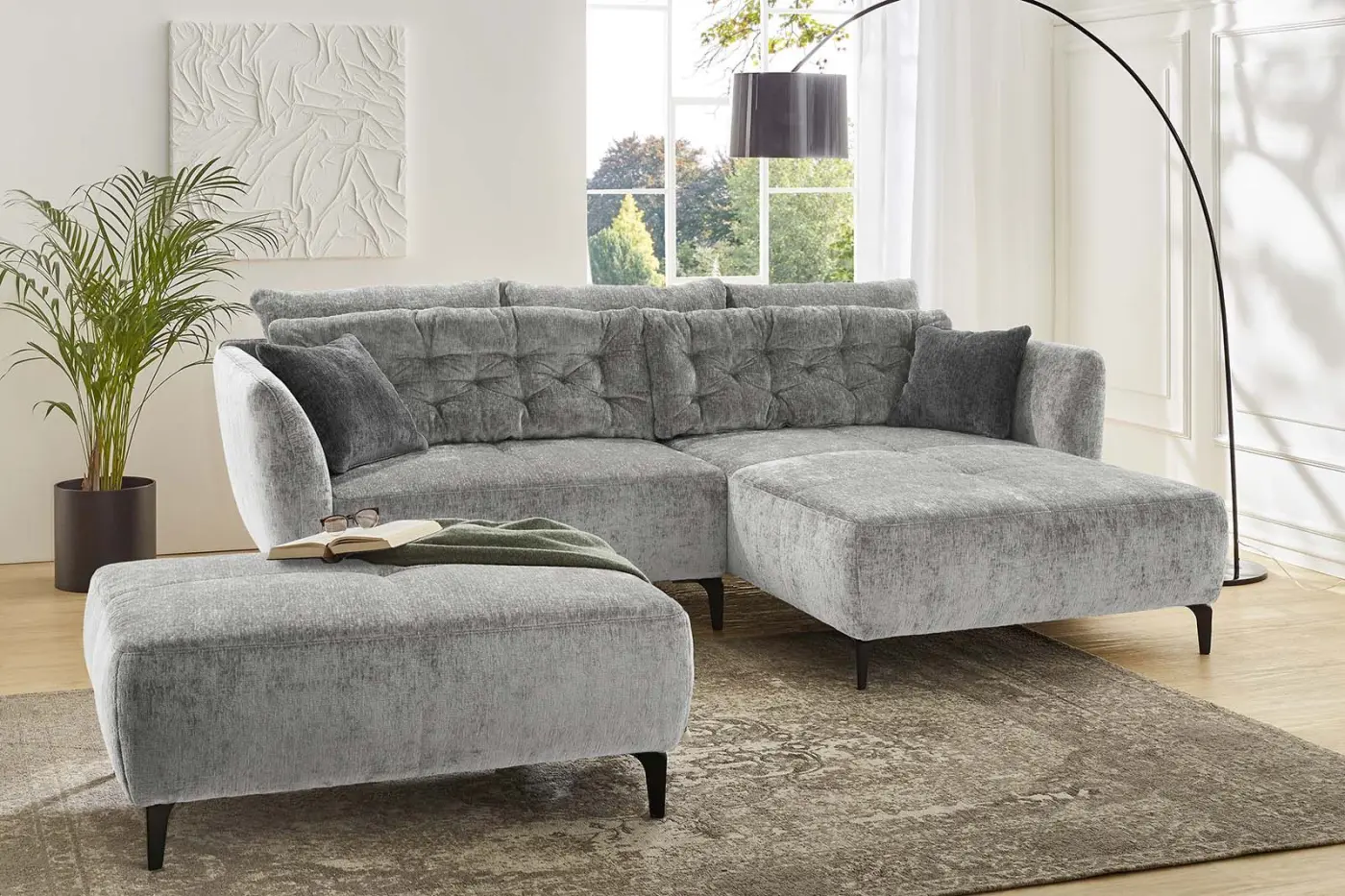 Hocker Salo Chenille hellgrau Hocker Salo Velours hellgrau