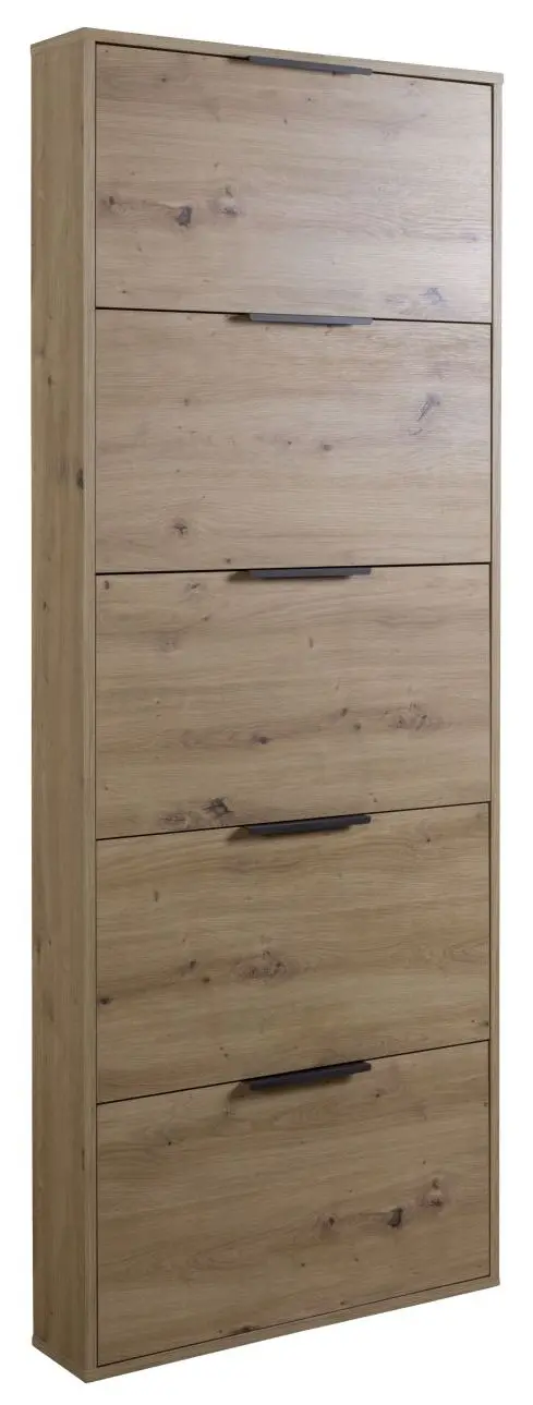 Schuhschrank Espresso 5 Klappen Artisan Eiche