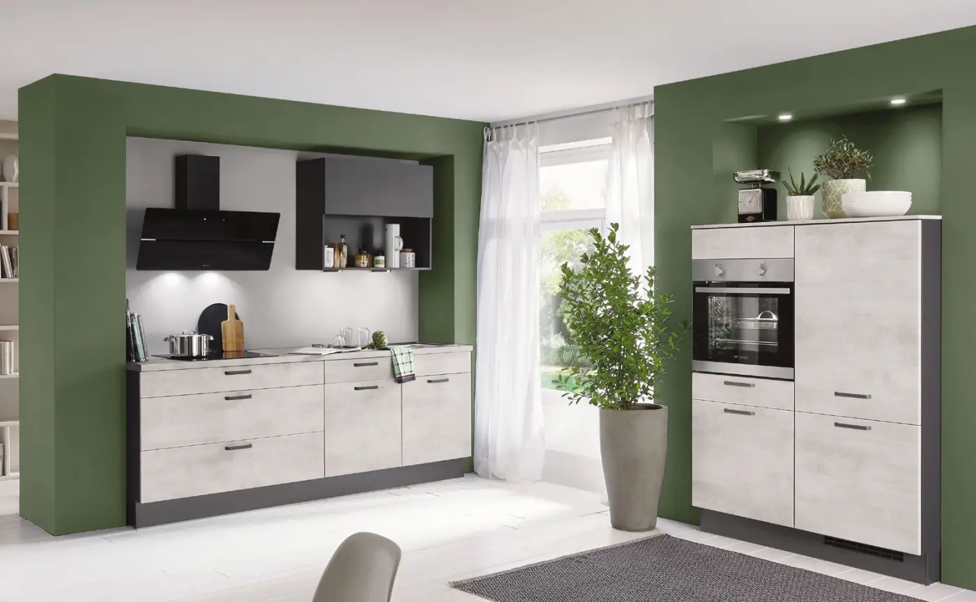 Küchenkombination nobilia Riva 891 Weißbeton