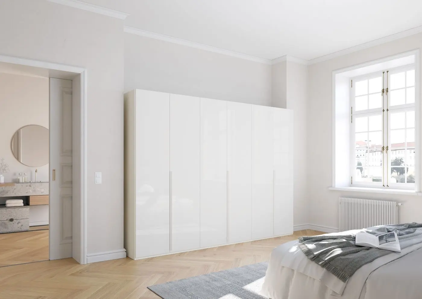 Drehtürenschrank Montclar 6-türig weiß matt