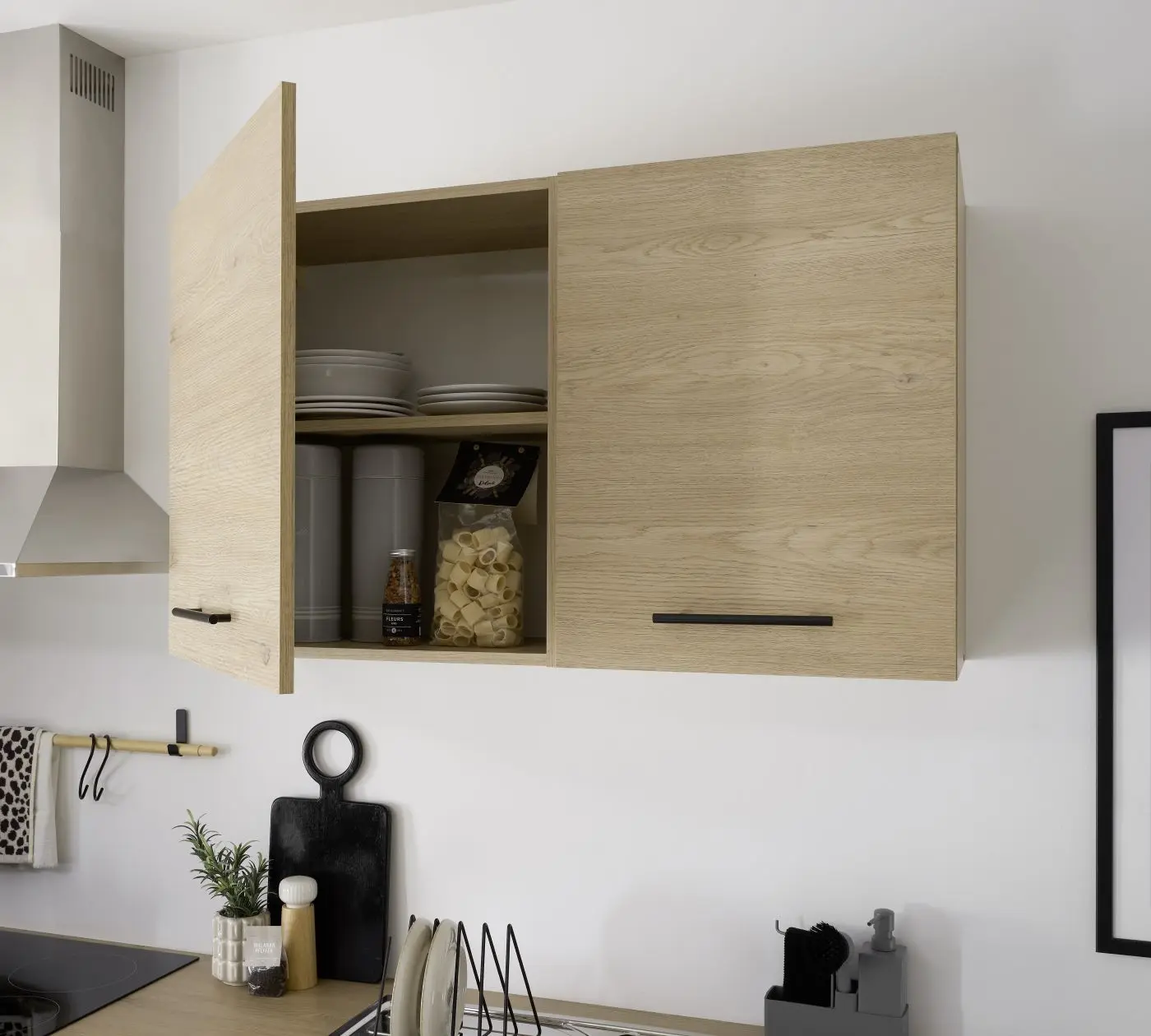 Küchenblock Landau anthrazit/Cremona Eiche mit E-Geräten