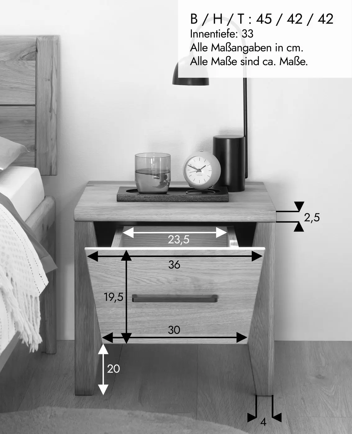 Nachtkommode SZ-0831 Wildeiche massiv