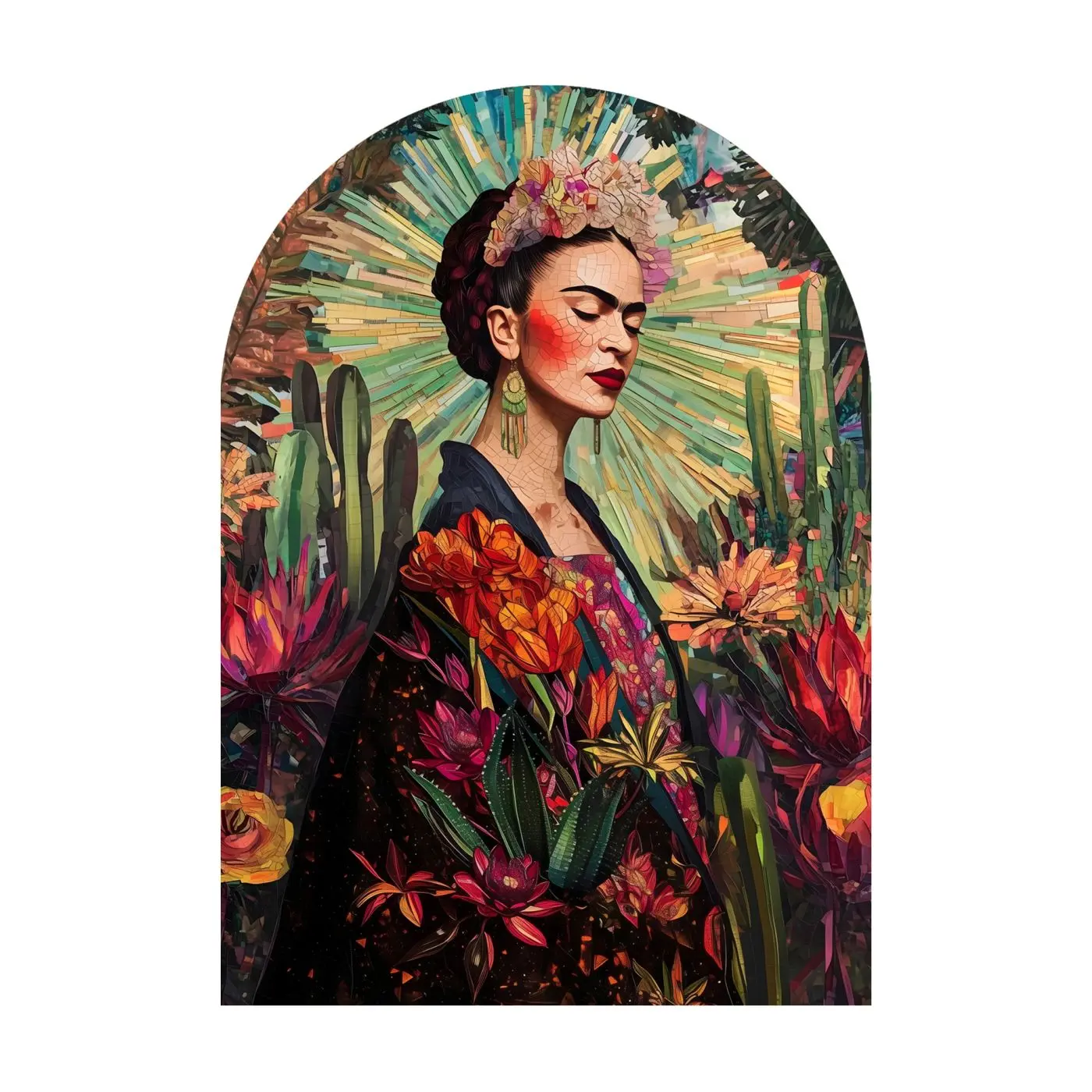 Glasbild gebogen Jardin de Frida 70 x 100 cm
