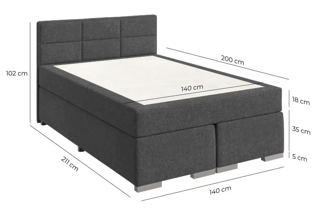 Boxspringbett One 140 x 200 cm anthrazit