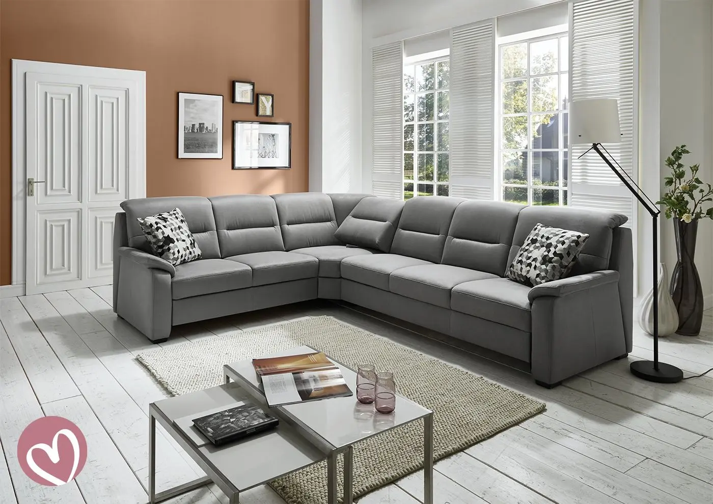 Wohnlandschaft couchliebe. KS4959 grau mit Zusatzfunktionen