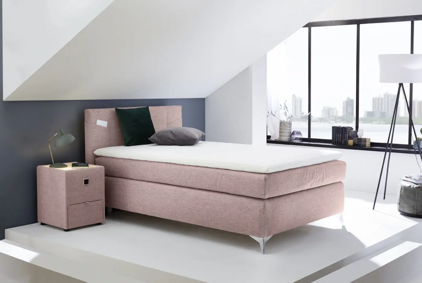 Boxspringbett Nora 120 x 200 cm rosa Boxspringbett Nora 120 x 200 cm rosa