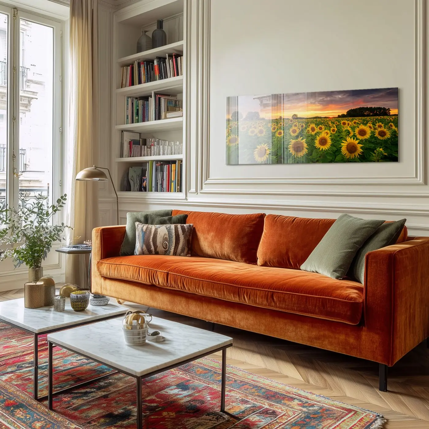 Glasbild Sunflowers 50 x 125 cm