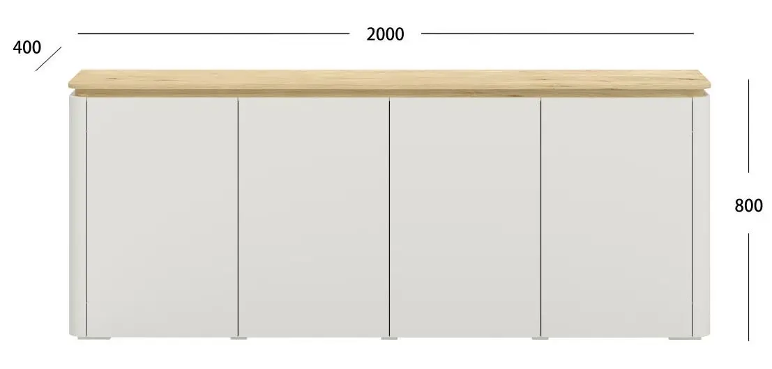 Sideboard Namur weiß matt/Eiche hell mit Beleuchtung