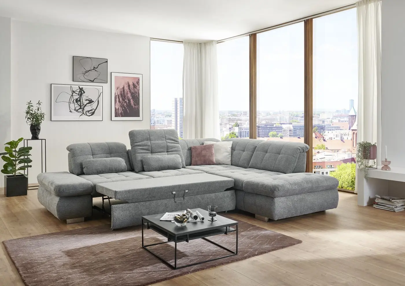 Wohnlandschaft couchliebe. LS760719 grau mit Zusatzfunktionen