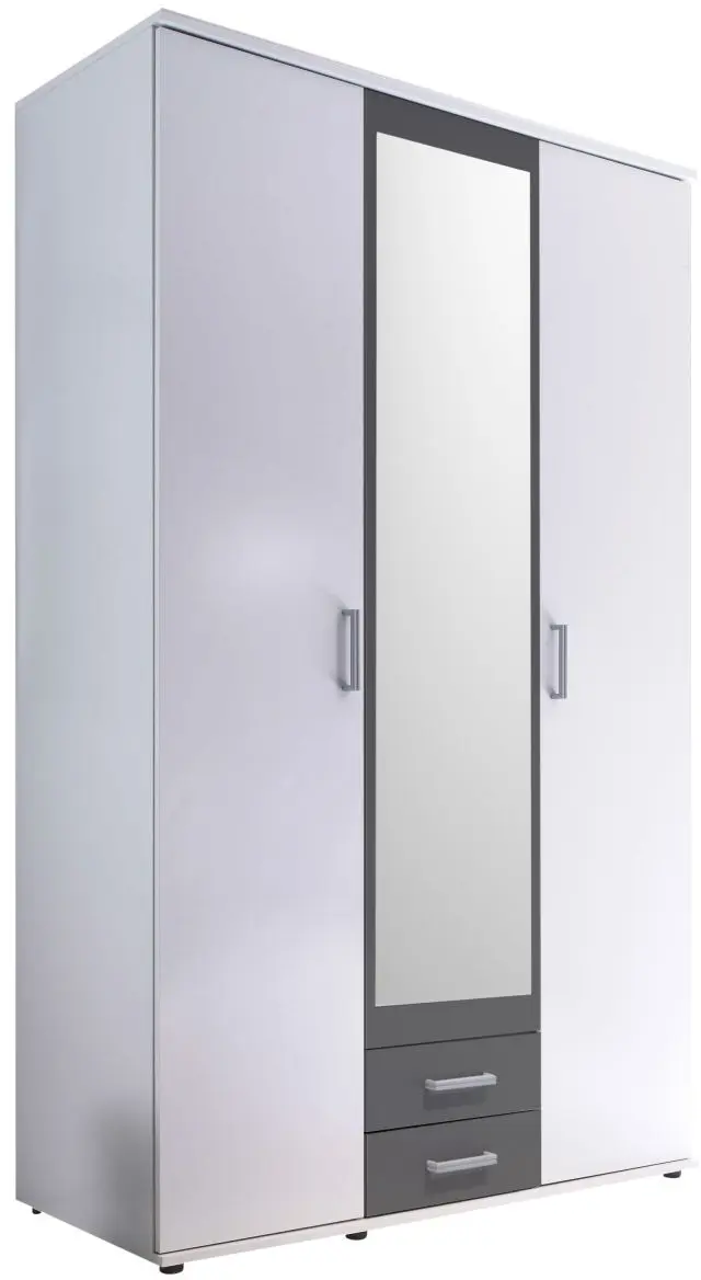 Kleiderschrank Hanau 3-türig weiß/graphit