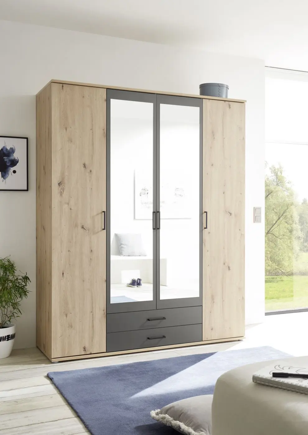 Drehtürenschrank Chicago 4-türig Artisan Eiche/anthrazit