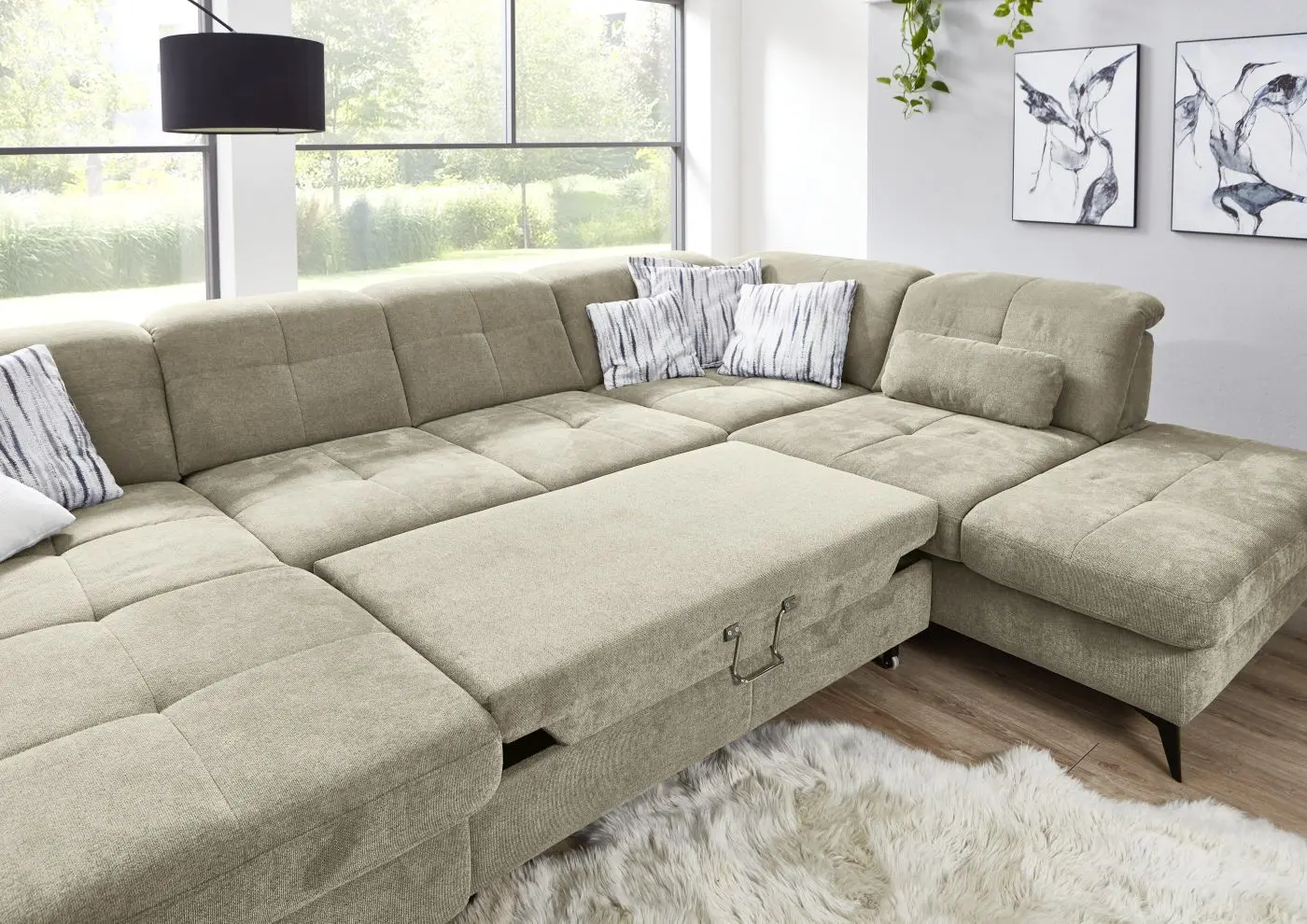 Wohnlandschaft couchliebe. MP-IN24022 mandel mit Zusatzfunktionen