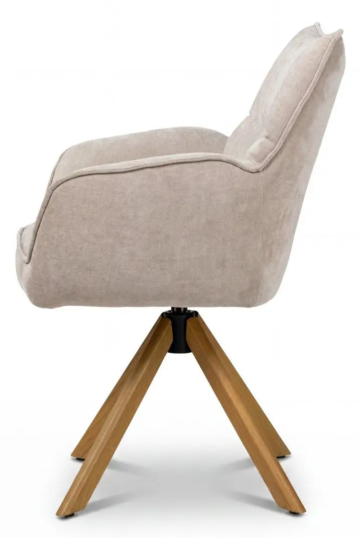 Armlehnstuhl Paxos beige Massivholzgestell drehbar