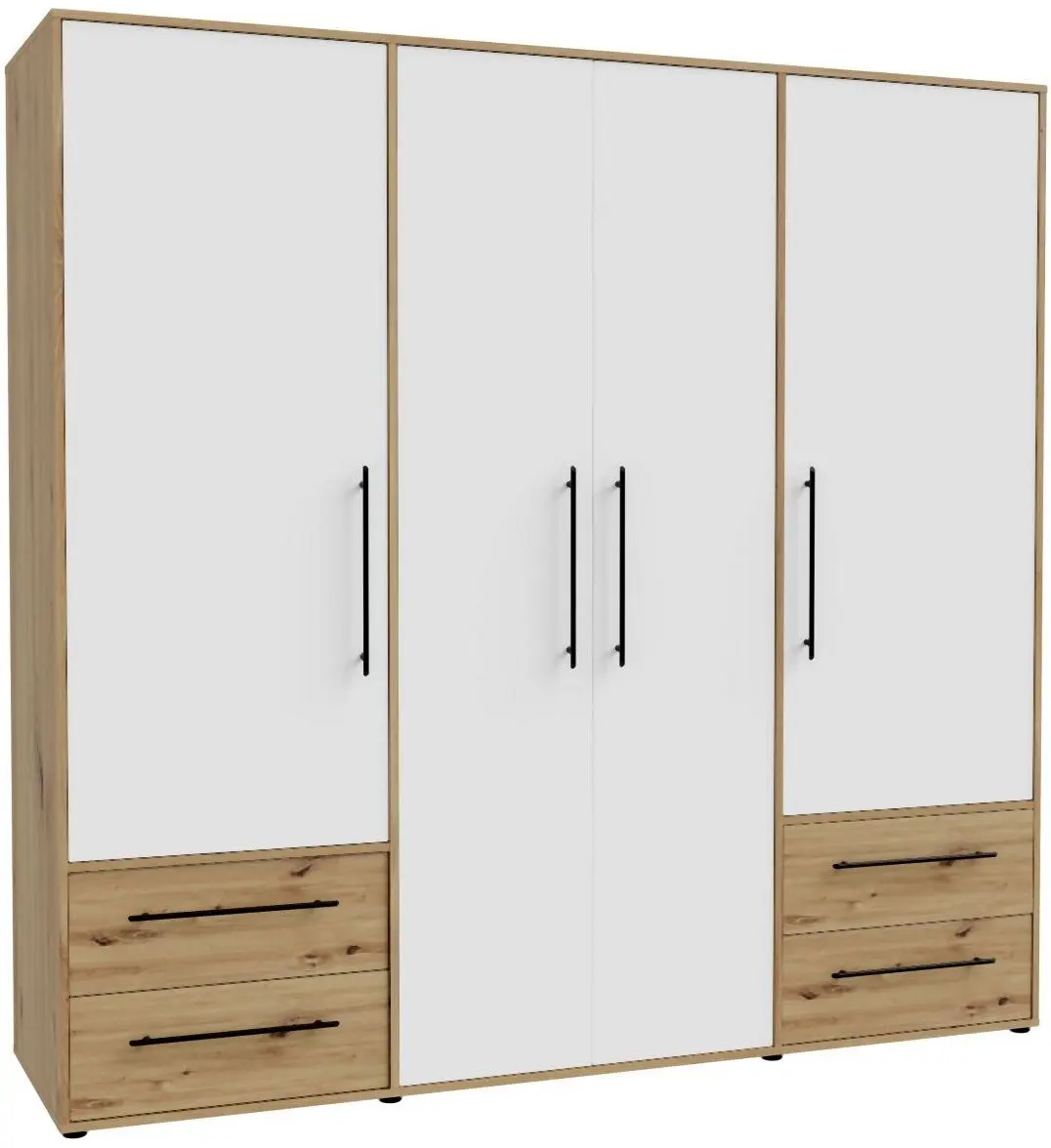 Drehtürenschrank Mokkaris 4-türig Artisan Eiche/weiß
