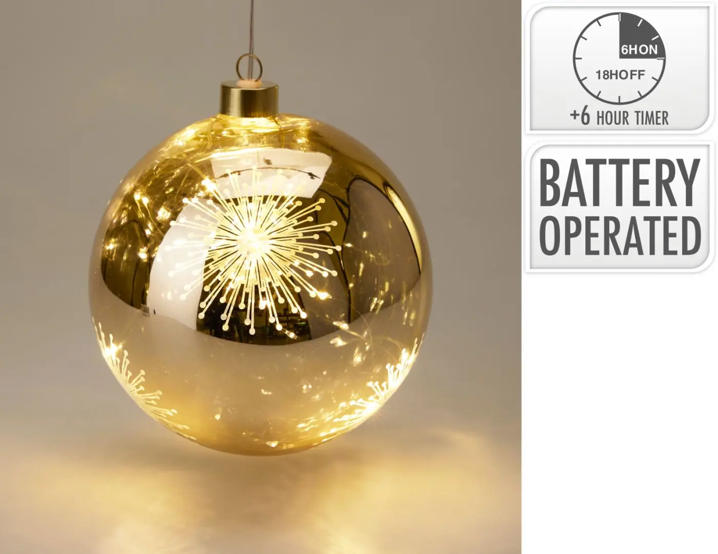 LED Weihnachtskugel 15 cm gold