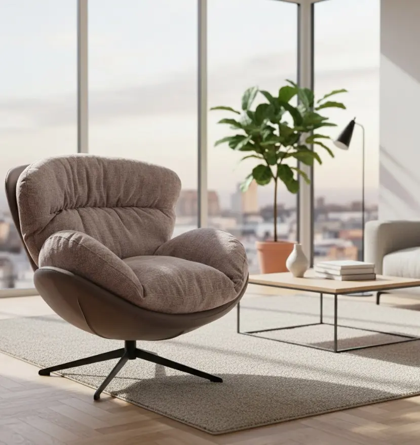 Lounge-Sessel lila drehbar