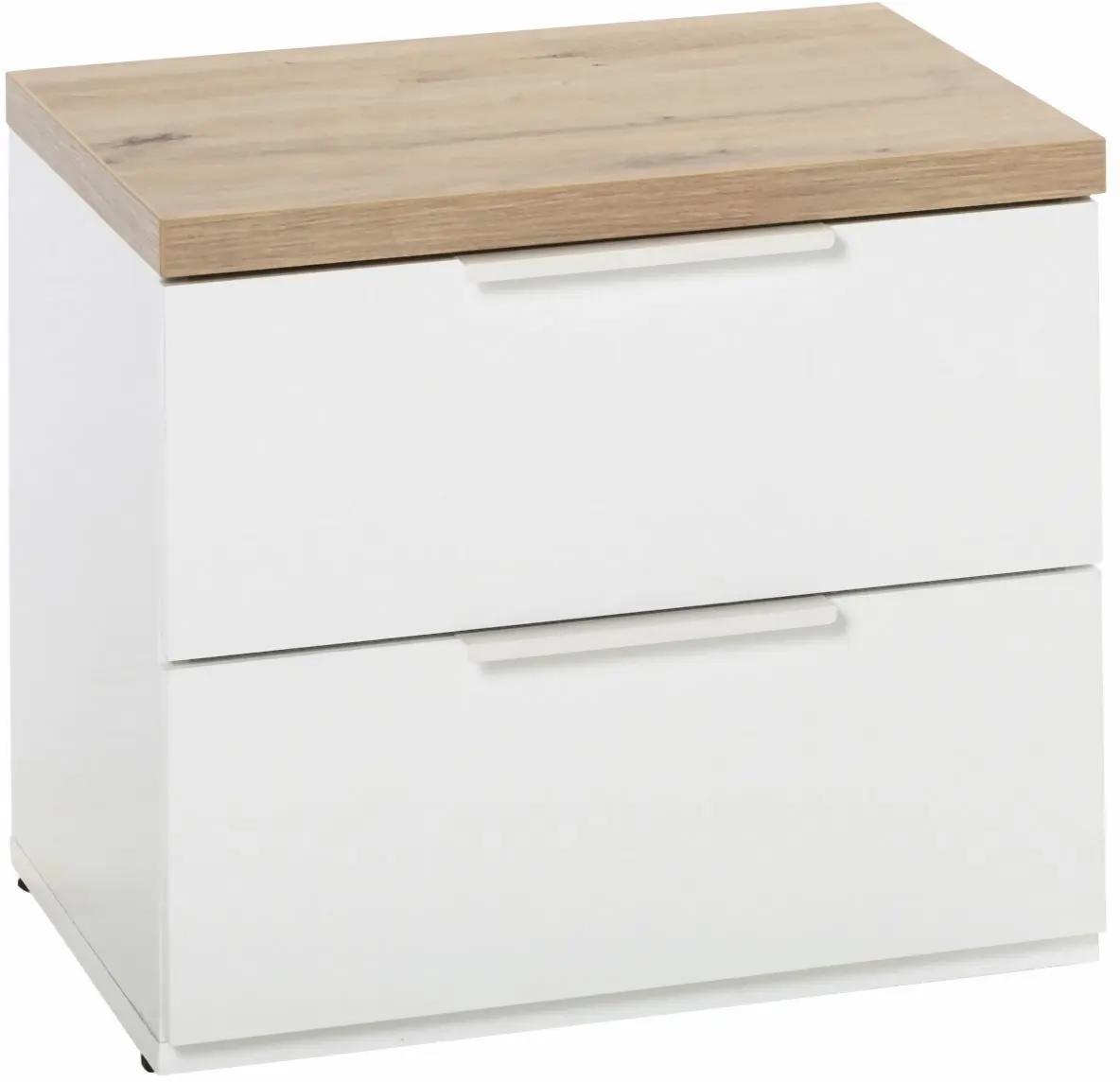 Nachtkommode Mundi weiß Hochglanz/Artisan Eiche